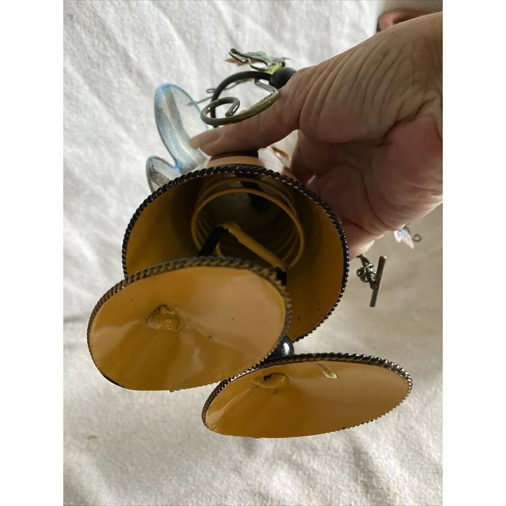 Vintage Metal Bumble Bee Garden Bobble Head Figure 11”